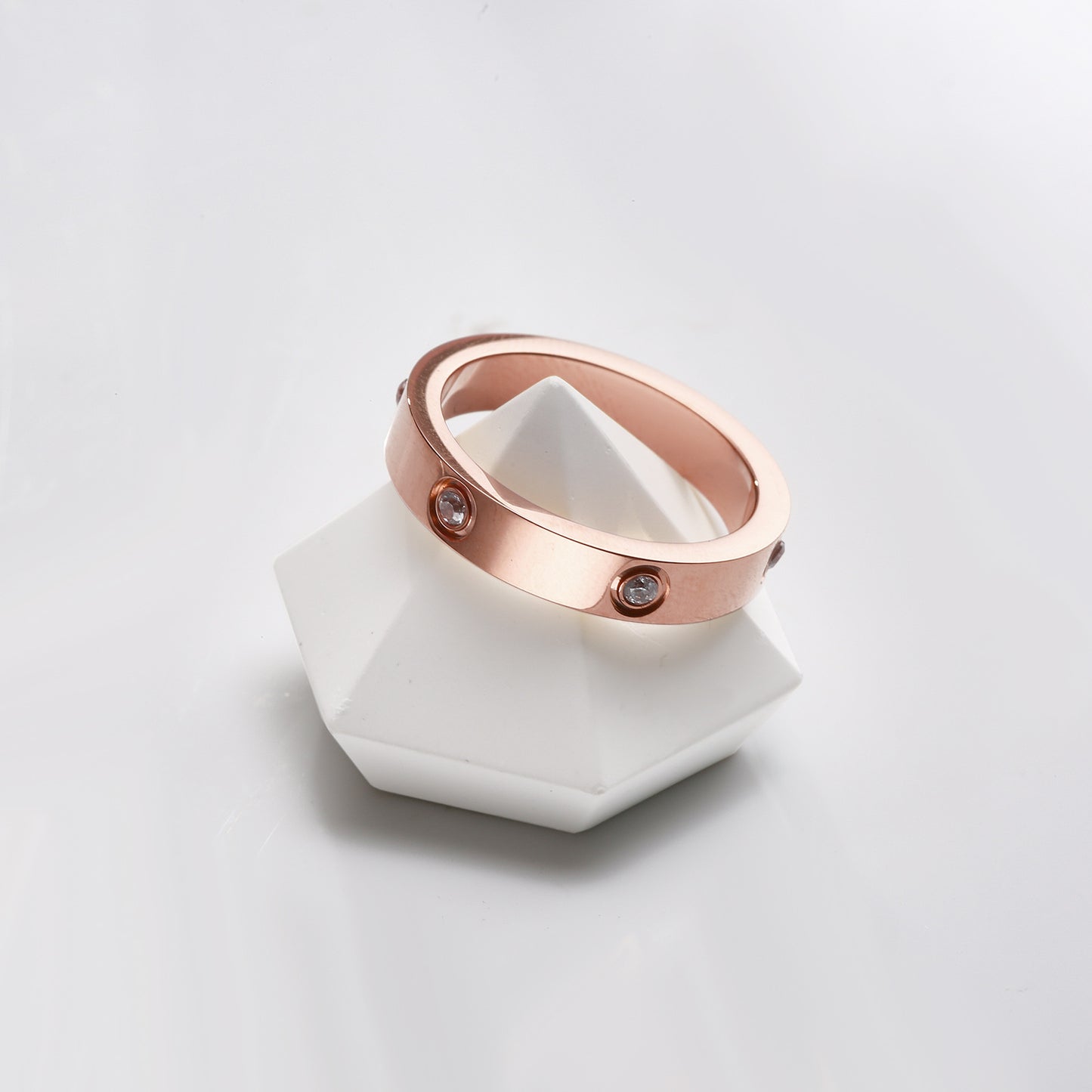 Love Diamond-Studded Titanium Steel Couple Ring