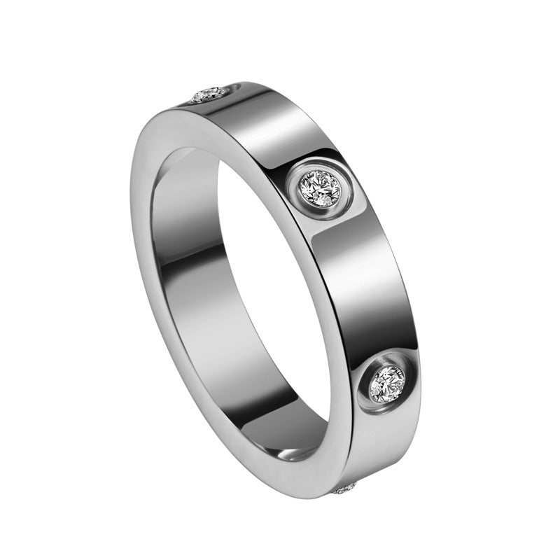 Love Diamond-Studded Titanium Steel Couple Ring